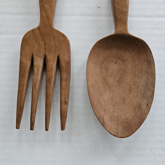 Vintage wooden pepper shape salad bowl set 11 pieces carved MCM - Picture 13 of 16